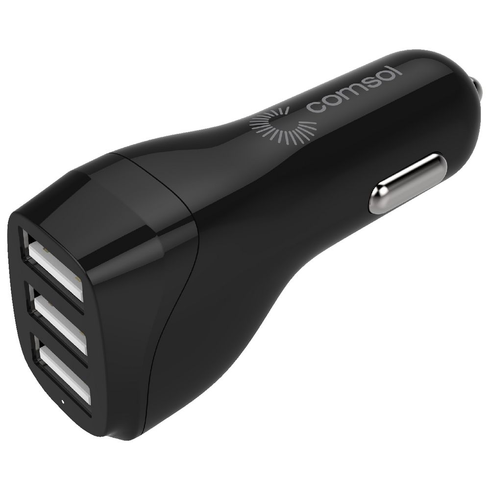 Comsol 3 Port USB Car Charger 4.8A/24W Black
