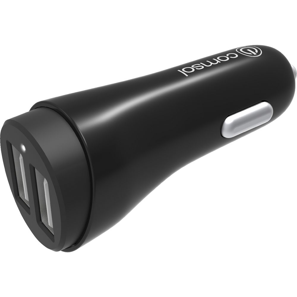 Comsol Dual Port USB Car Charger 3.4A/17W Black
