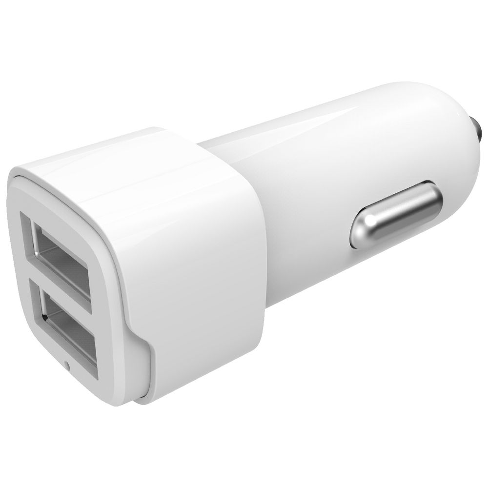 Keji Dual Port Usb Car Charger 2 4a White Officeworks