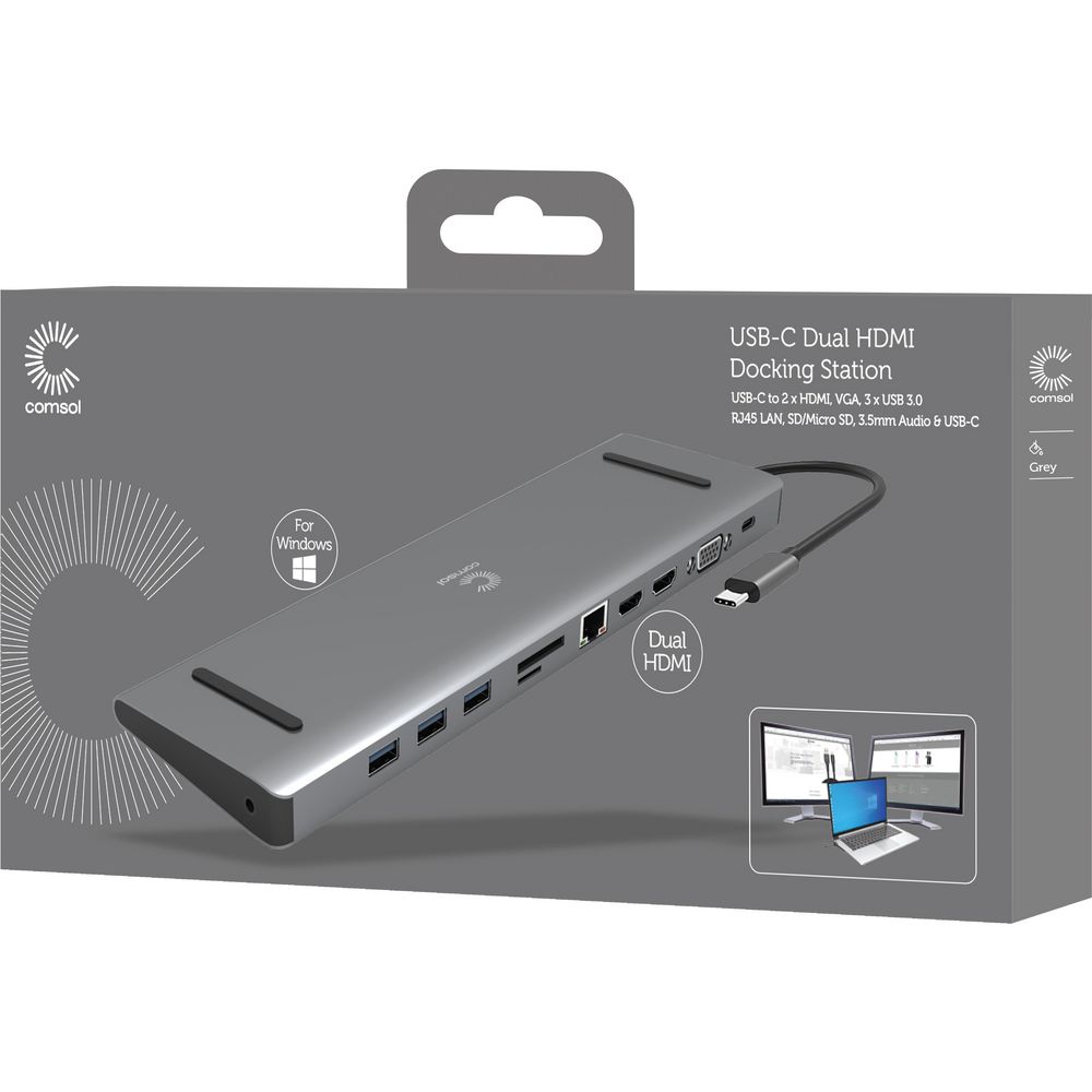 Comsol USB-C Dual HDMI/USB/VGA/RJ45/SD 