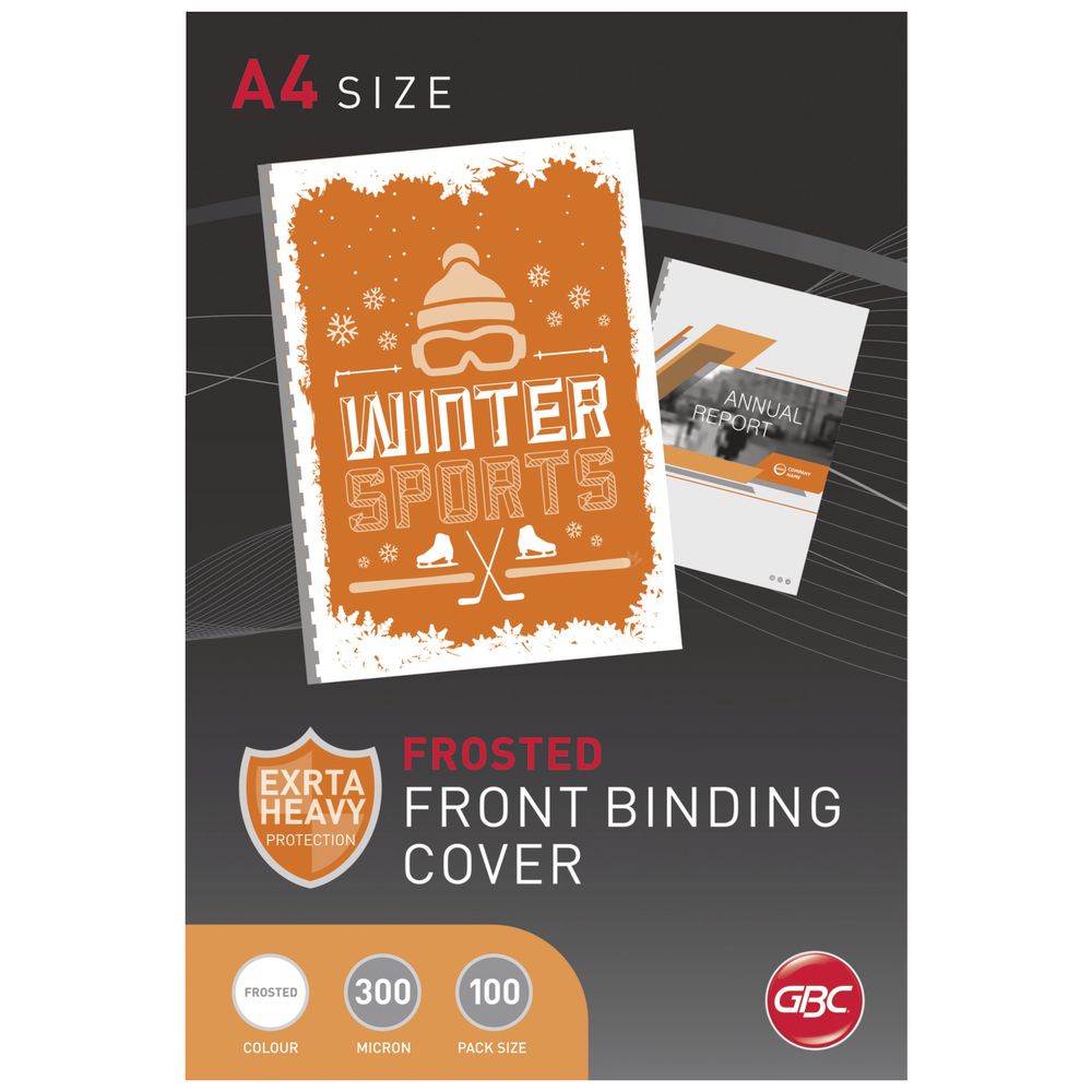 GBC A4 Polypropylene Binding Covers 300micron Frost 100 Pack