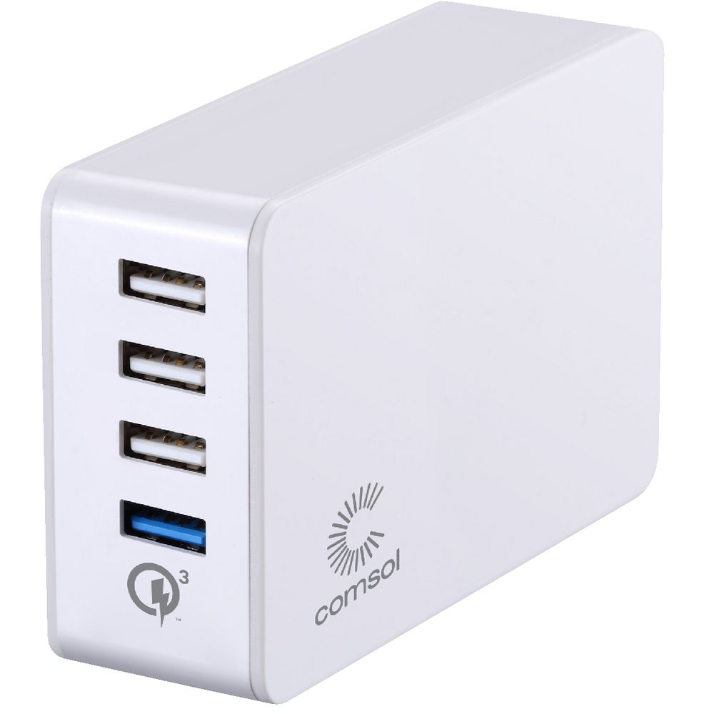 Comsol 4 Port USB Desktop Charger with QC3.0 38W White