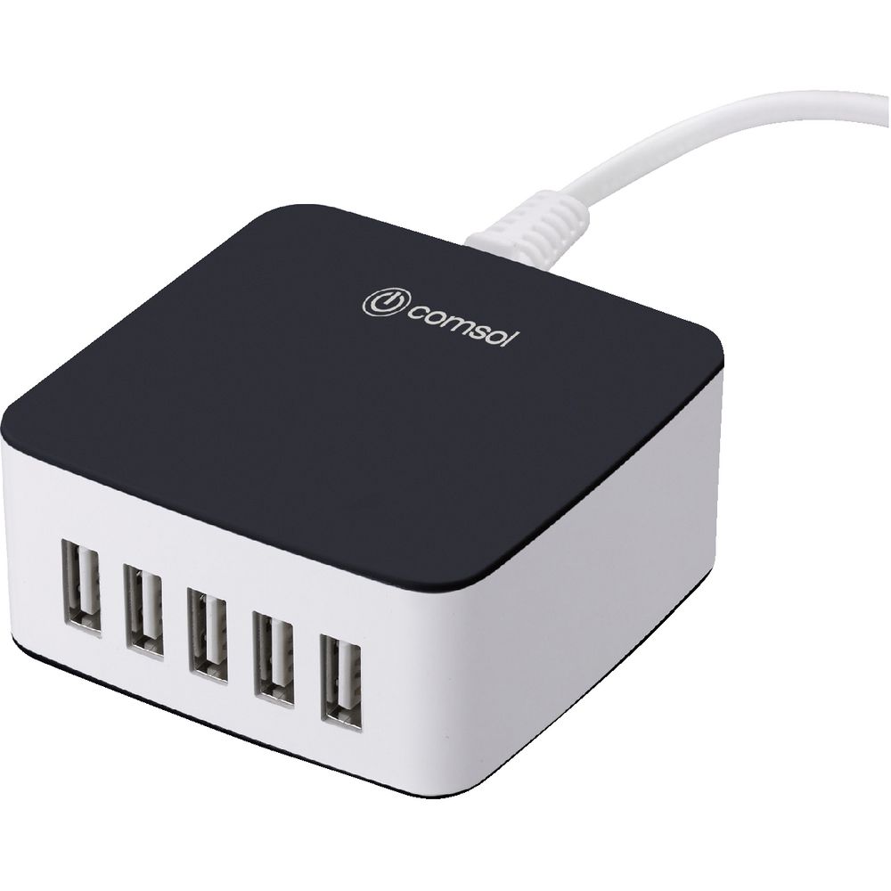 Comsol 5 Port Desktop USB Charger 8A/40W Black