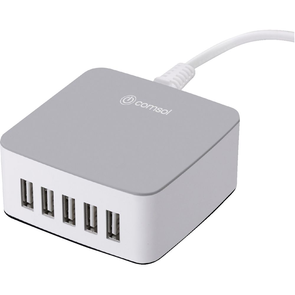 Comsol 5 Port Desktop USB Charger 8A/40W Grey