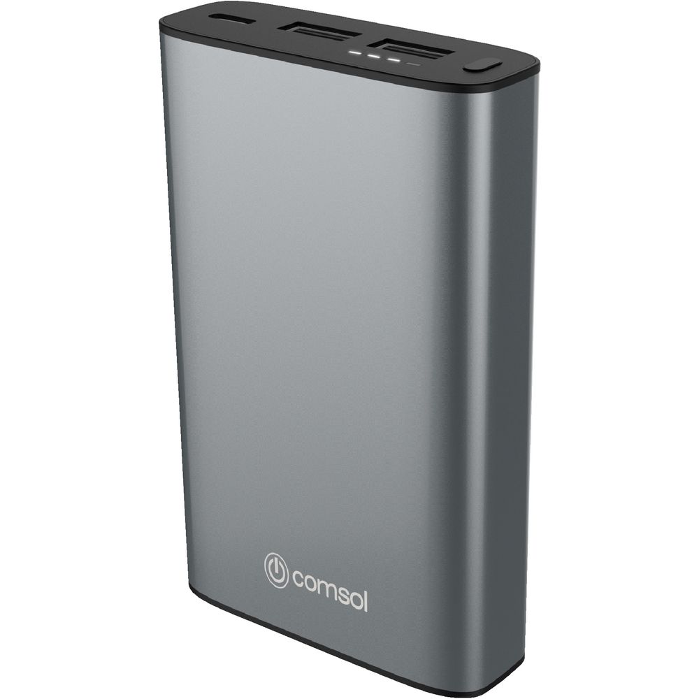 Comsol 10000mAh 3 Port Powerbank USB-C and QC3.0 Grey