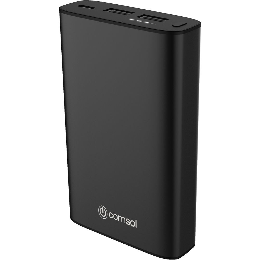 Comsol 10000mAh Aluminium Dual Port Powerbank Black