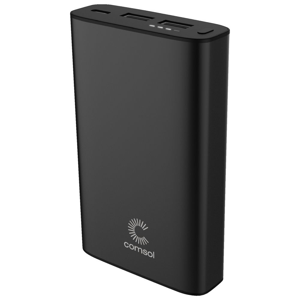 Comsol 10000mAh Aluminium Dual Port Powerbank Black