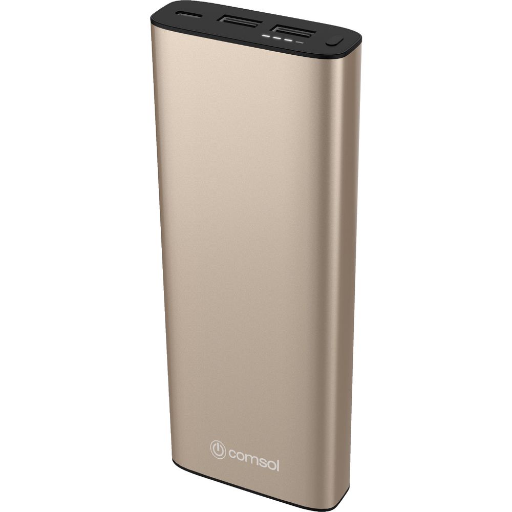 Comsol 20000mAh Aluminium Dual Port Powerbank Metallic Gold