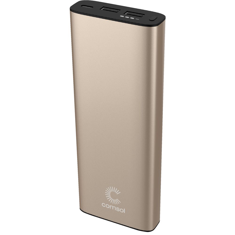 Comsol 20000mAh Aluminium Dual Port Powerbank Metallic Gold