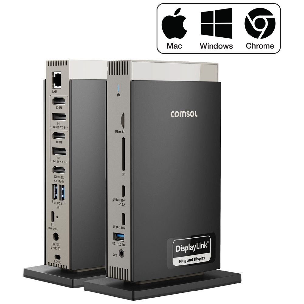 Comsol Triple Monitor Universal Docking Station Officeworks