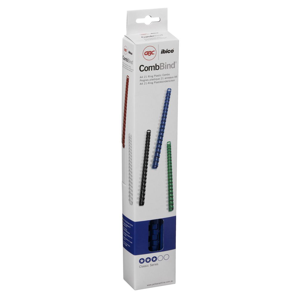 GBC Binding Comb 21 Loop Plastic 10mm Blue 25 Pack