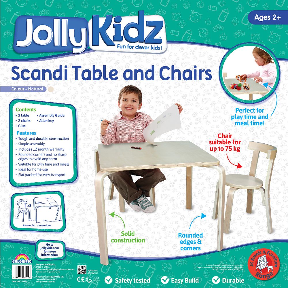 Jolly KidZ Scandi Table and Chairs Natural