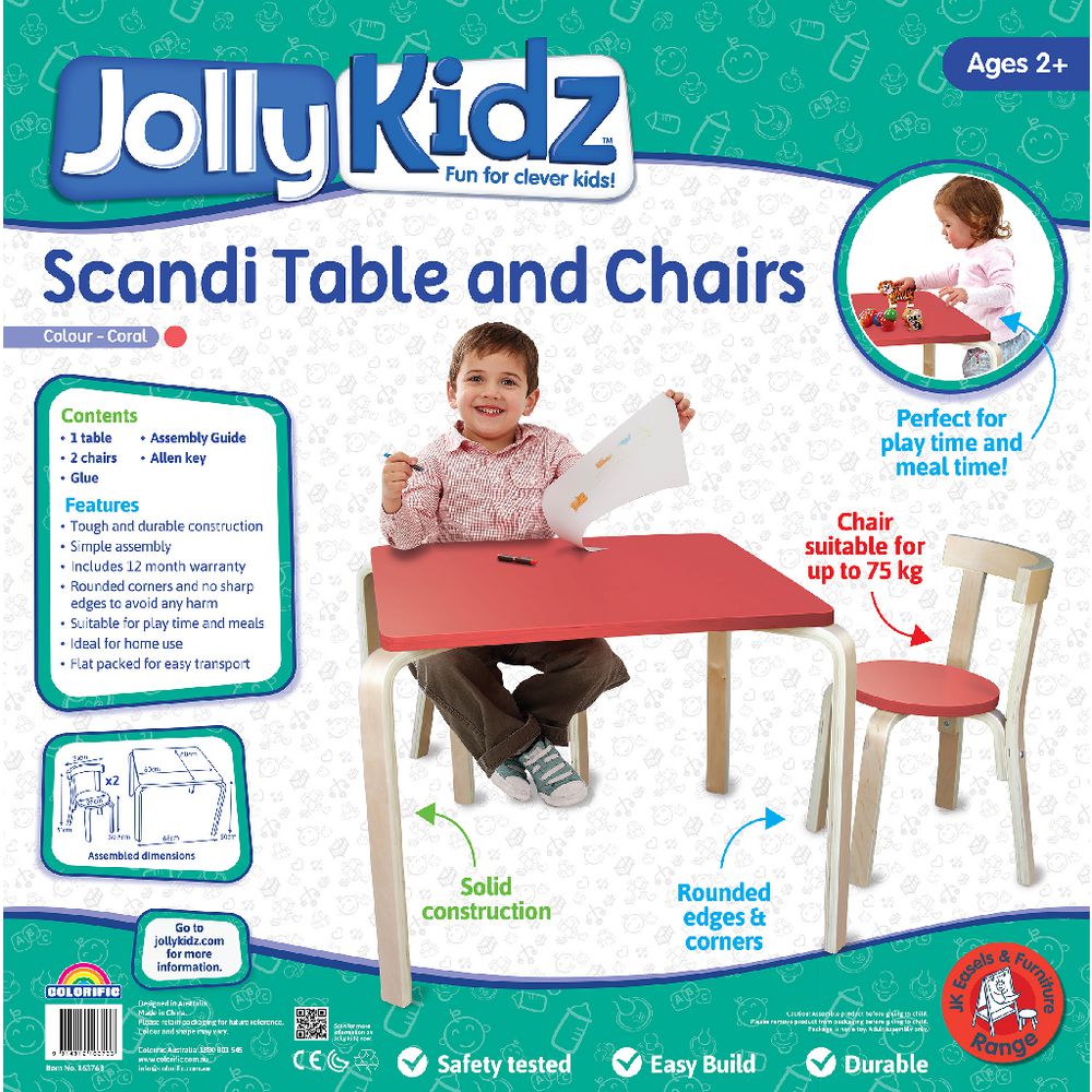 Jolly KidZ Scandi Table and Chairs Coral