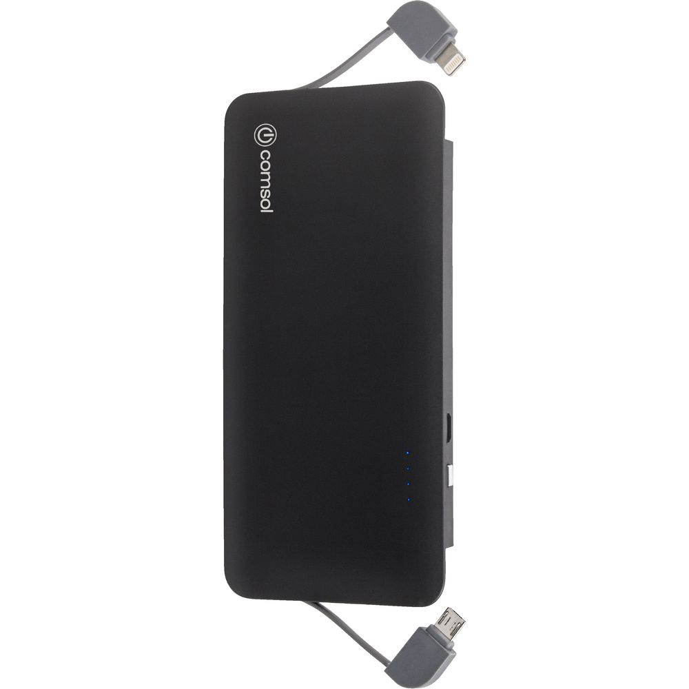 Comsol 5000mAh Integrated Lightning/Micro USB Powerbank Black