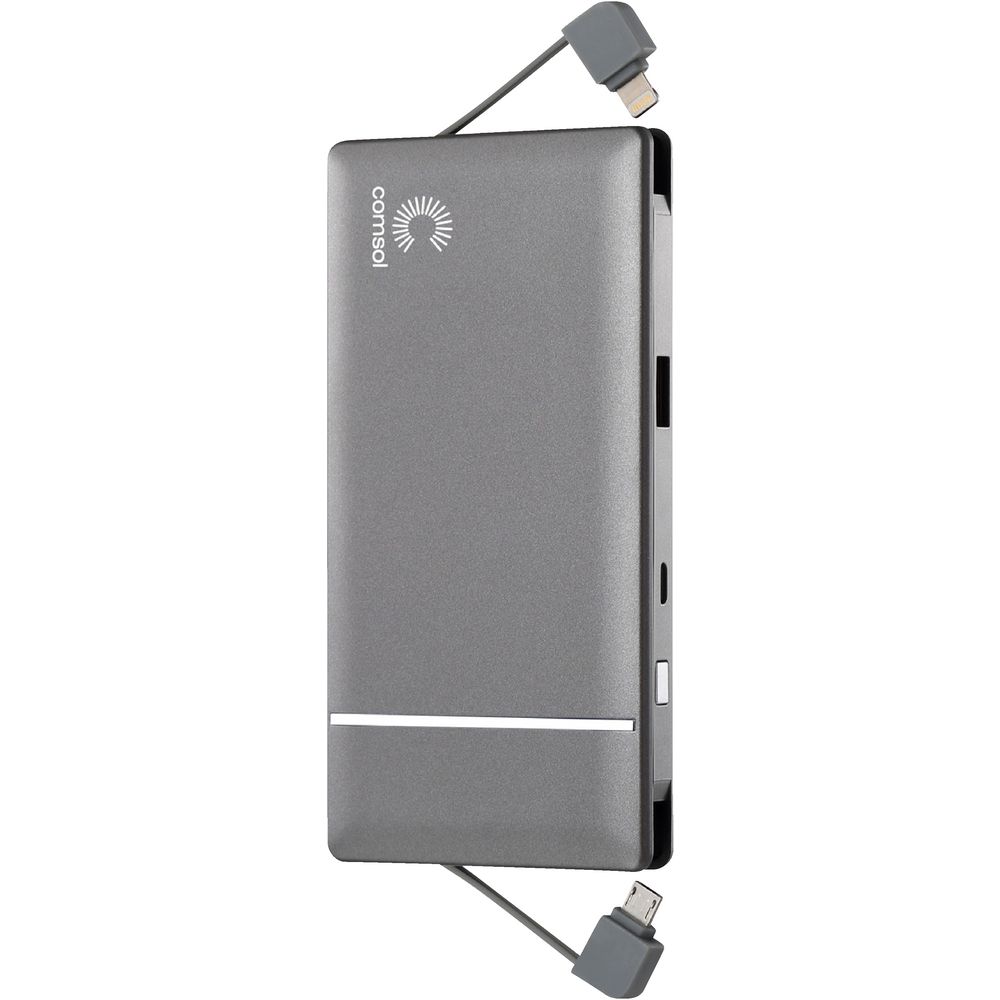 Comsol 10000mAh Integrated Lightning/Micro USB Powerbank Grey