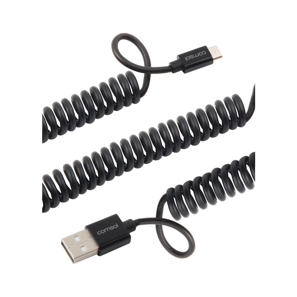 Comsol Micro USB Cable Coiled 1.2m Black