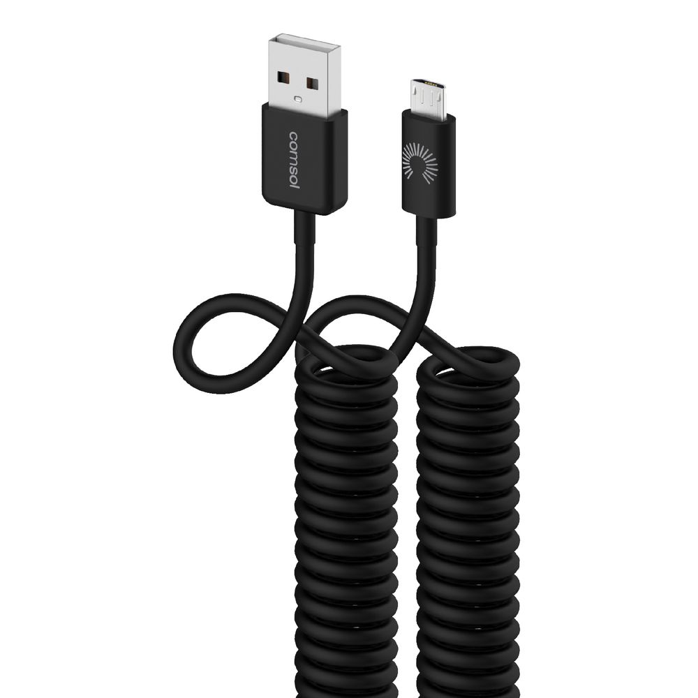 Comsol Micro USB Cable Coiled 1.2m Black