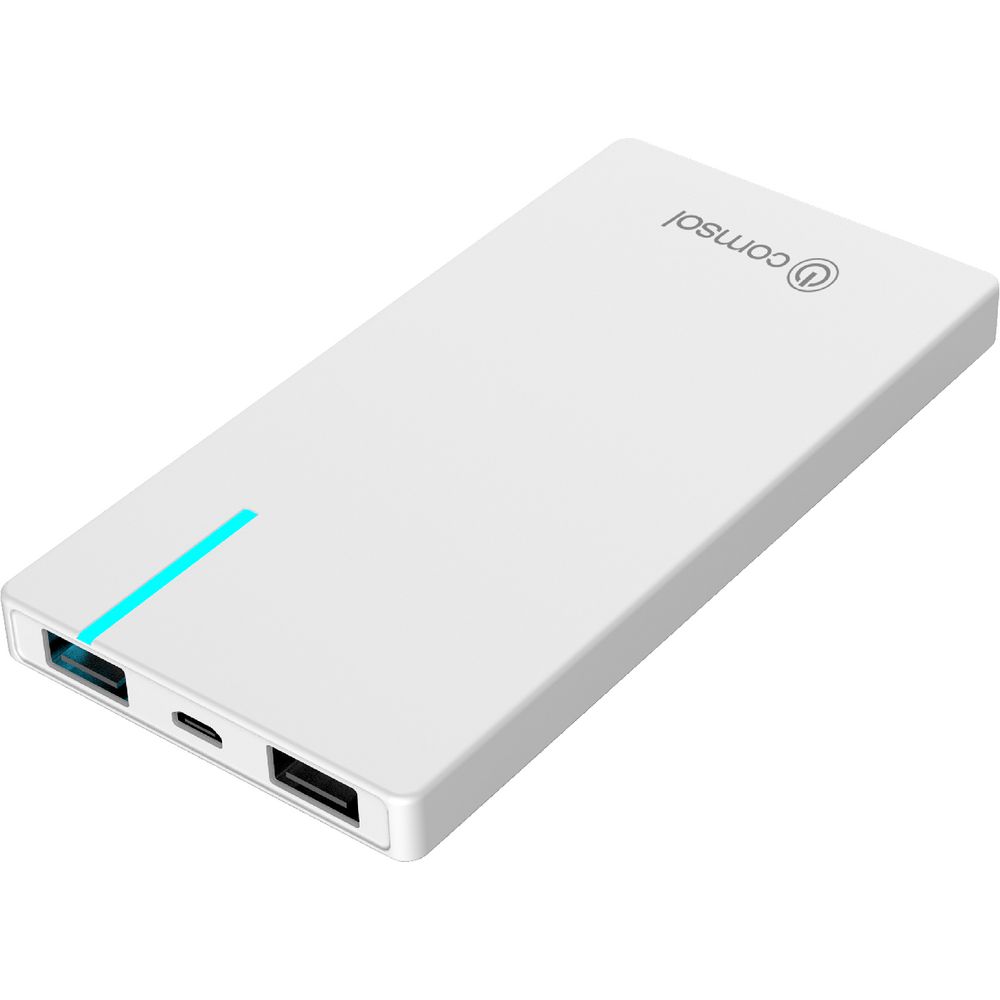Comsol 6000mAh Slim Dual Port Powerbank White