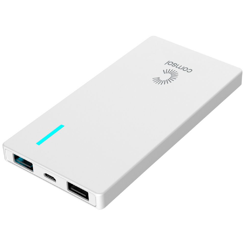 Comsol 6000mAh Slim Dual Port Powerbank White