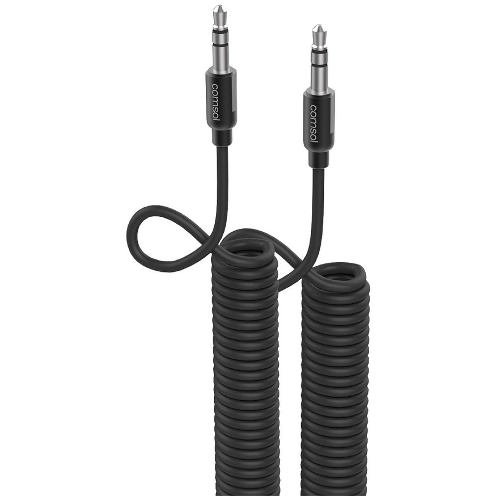 Comsol 3.5mm Audio Cable Coiled 1.2m Black