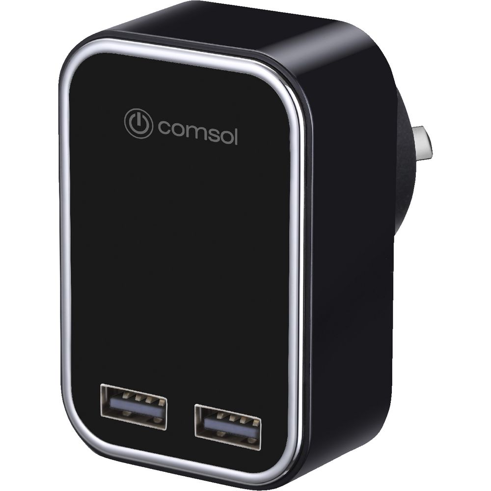 Comsol Dual Port USB Wall Charger 3.4A/17W Black