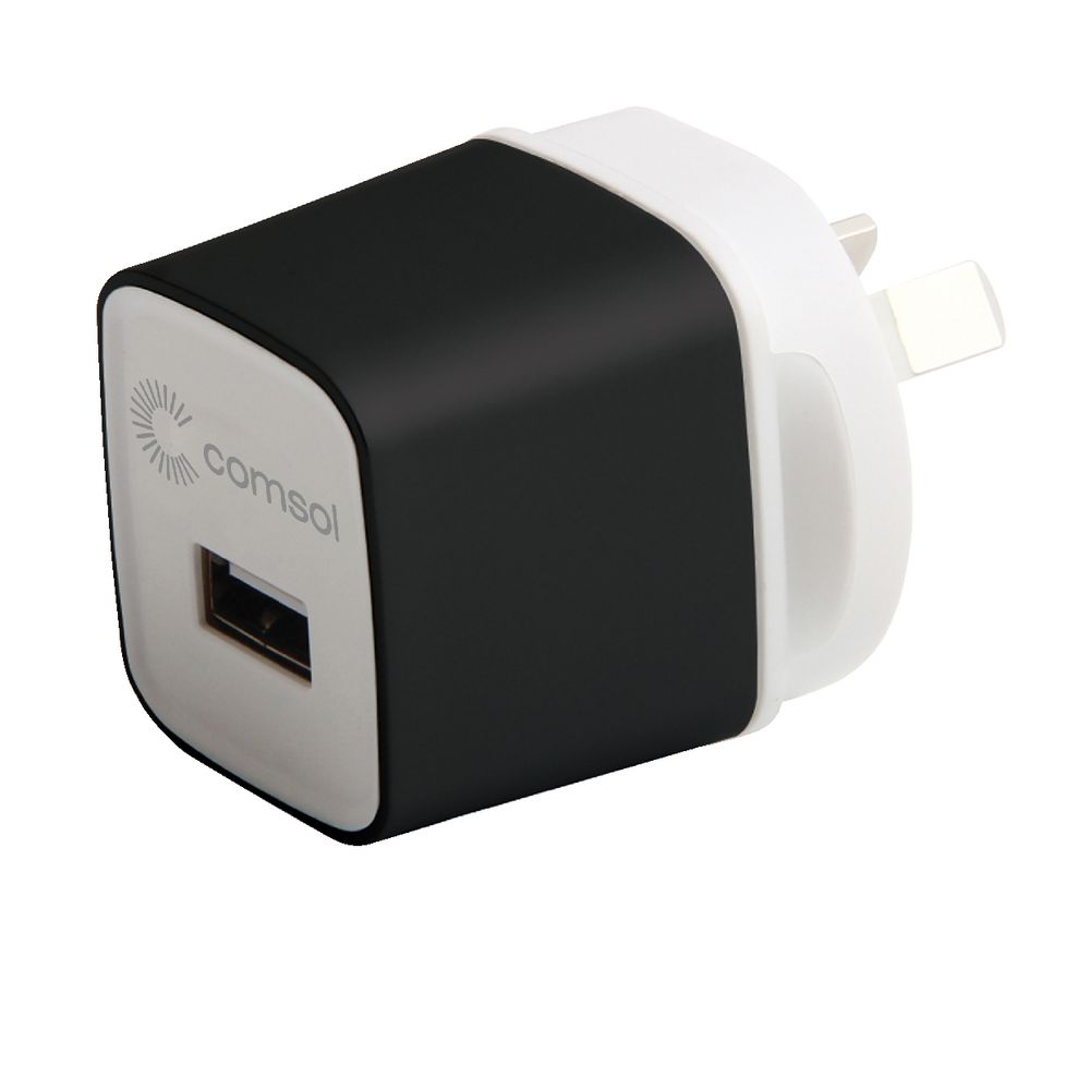 Comsol Single Port USB Wall Charger 2.4A/12W Black