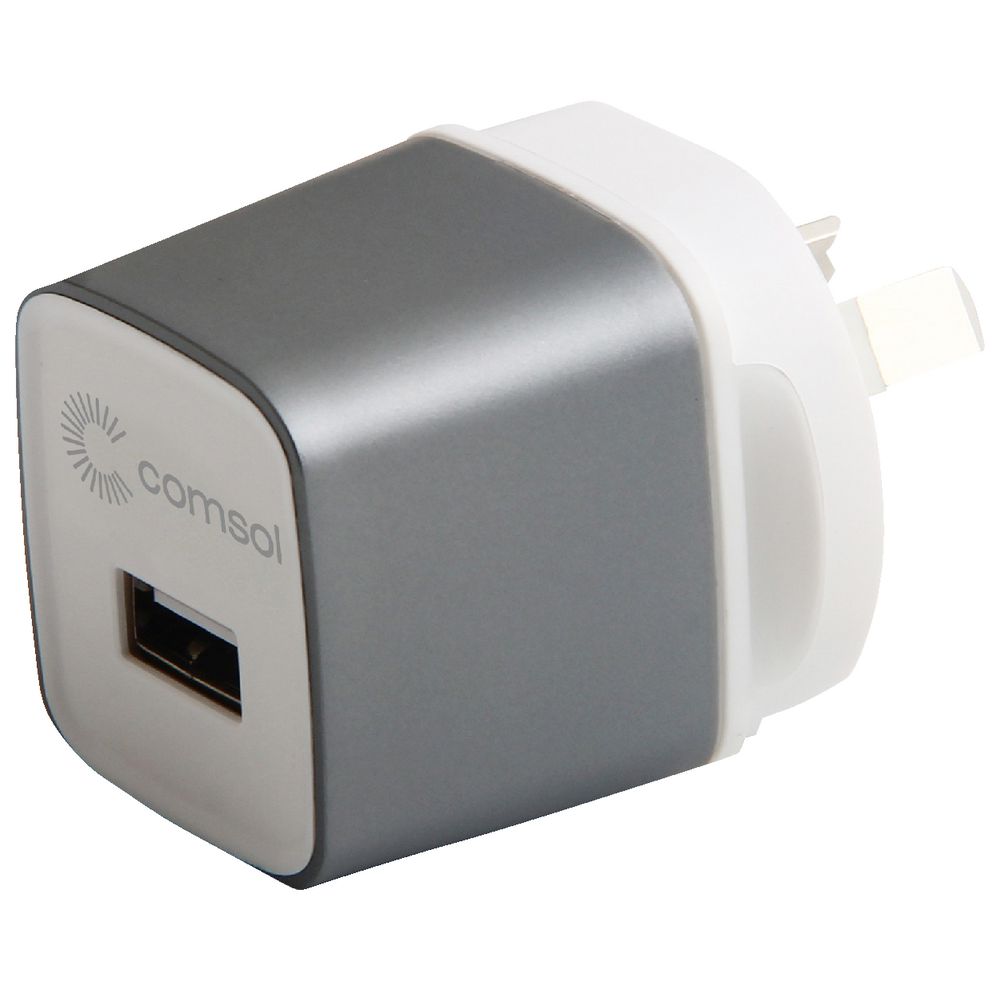 Comsol Single Port USB Wall Charger 2.4A Grey