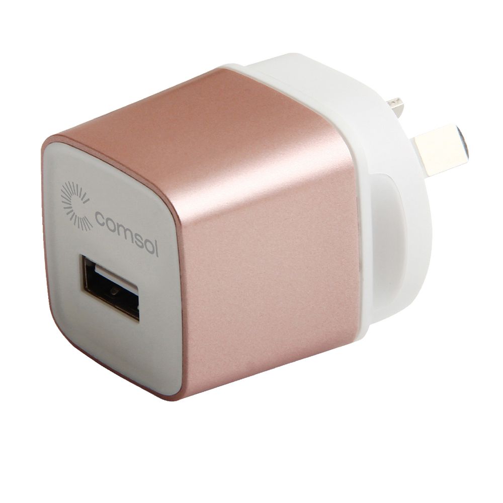 Comsol Single Port USB Wall Charger 2.4A Rose Gold