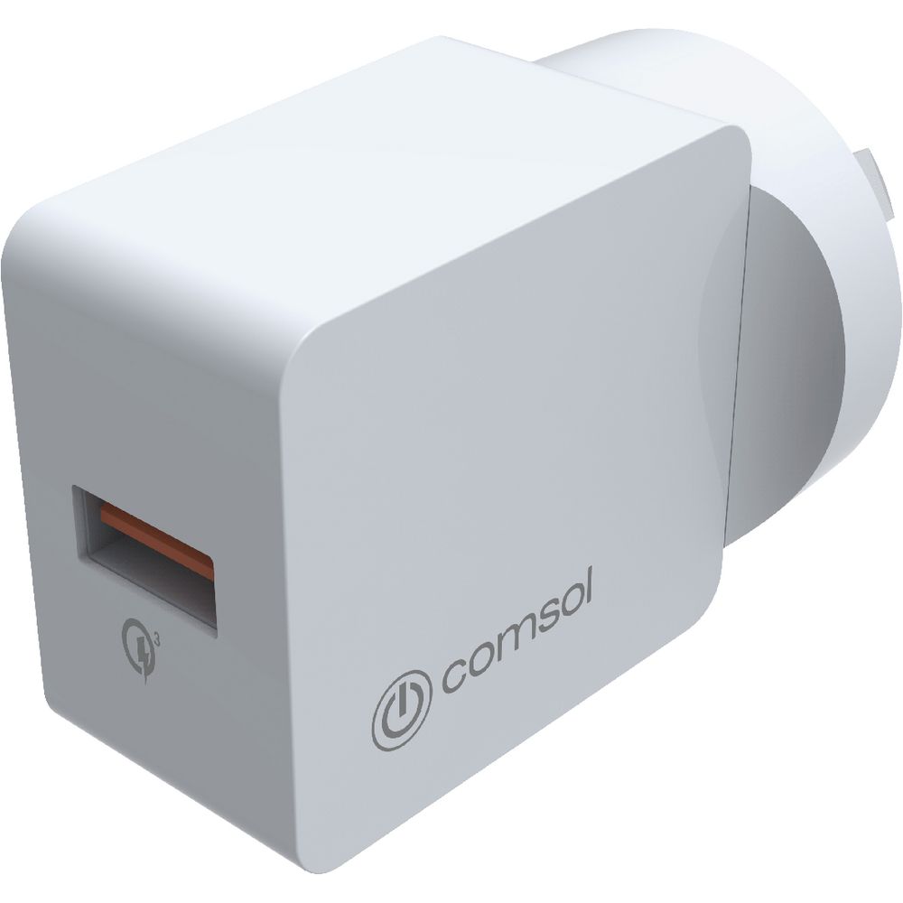Comsol Single Port USB Wall Charger QC3.0 30W White