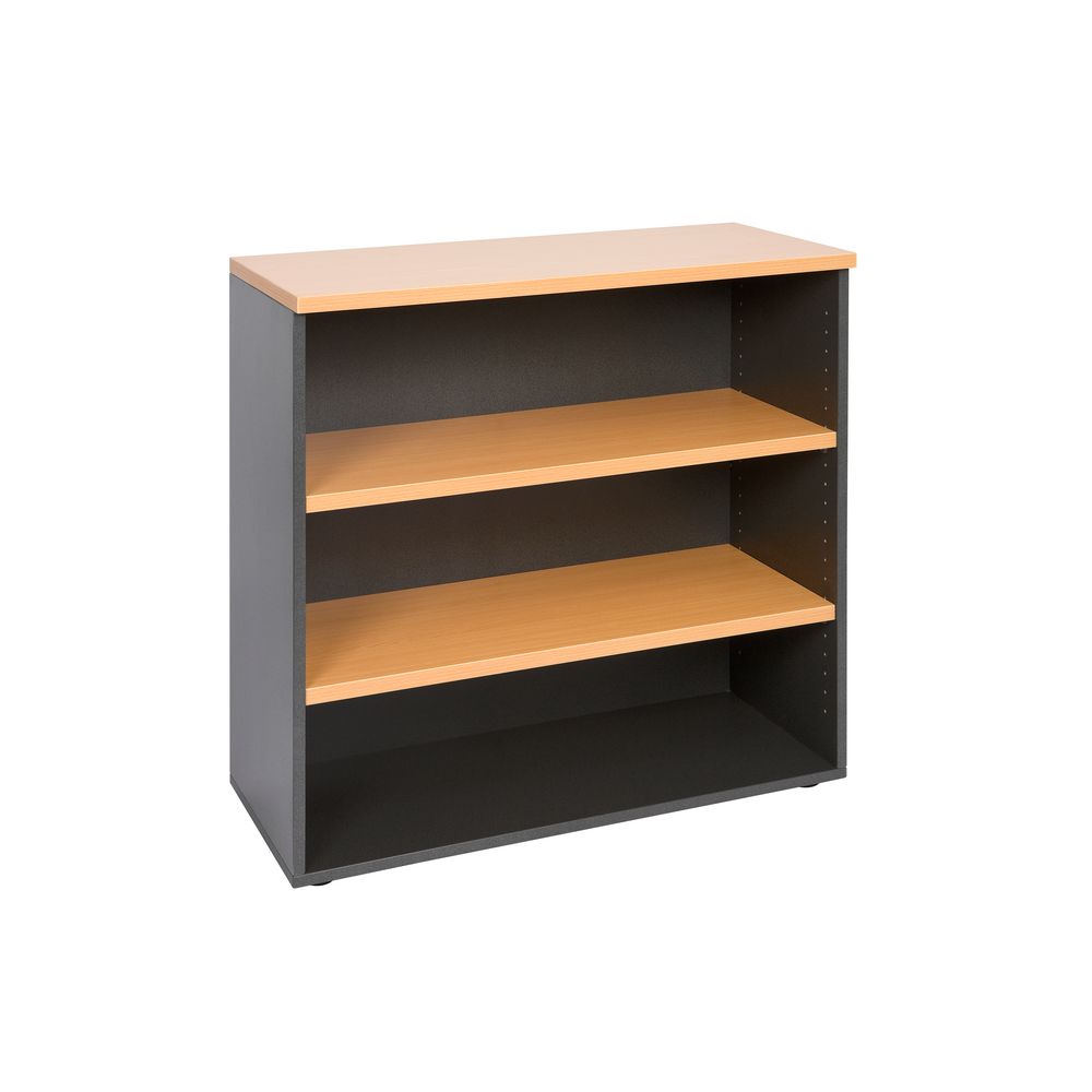 Velocity Bookcase 900mm Golden Beech and Ironstone Grey Officeworks