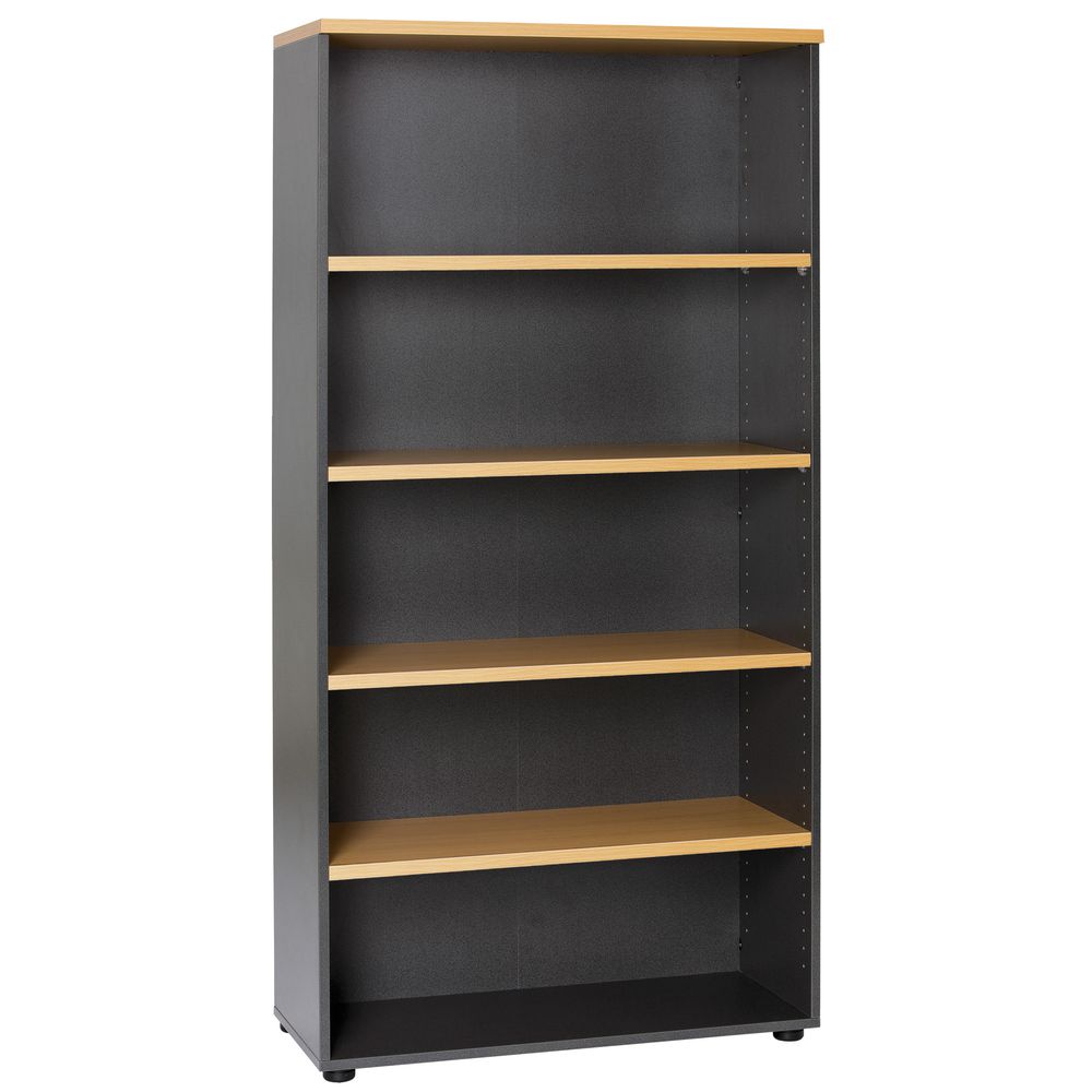 Velocity Bookcase 1800mm Golden Beech and Ironstone Grey