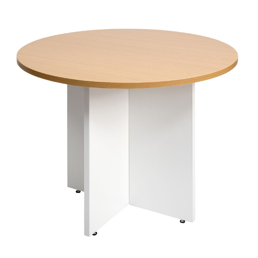 Velocity 900mm Round Table Golden Beech and White