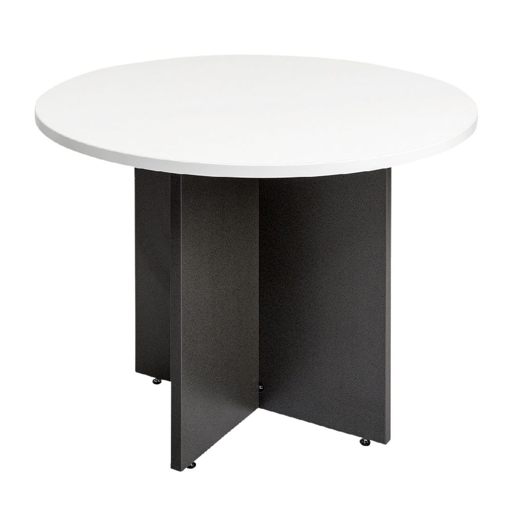 Velocity 900mm Round Table White and Ironstone