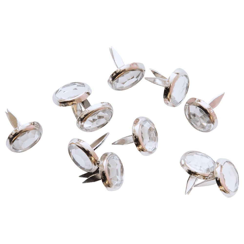 Paper Chic Fasteners Diamond Jewel Silver 20 Pack