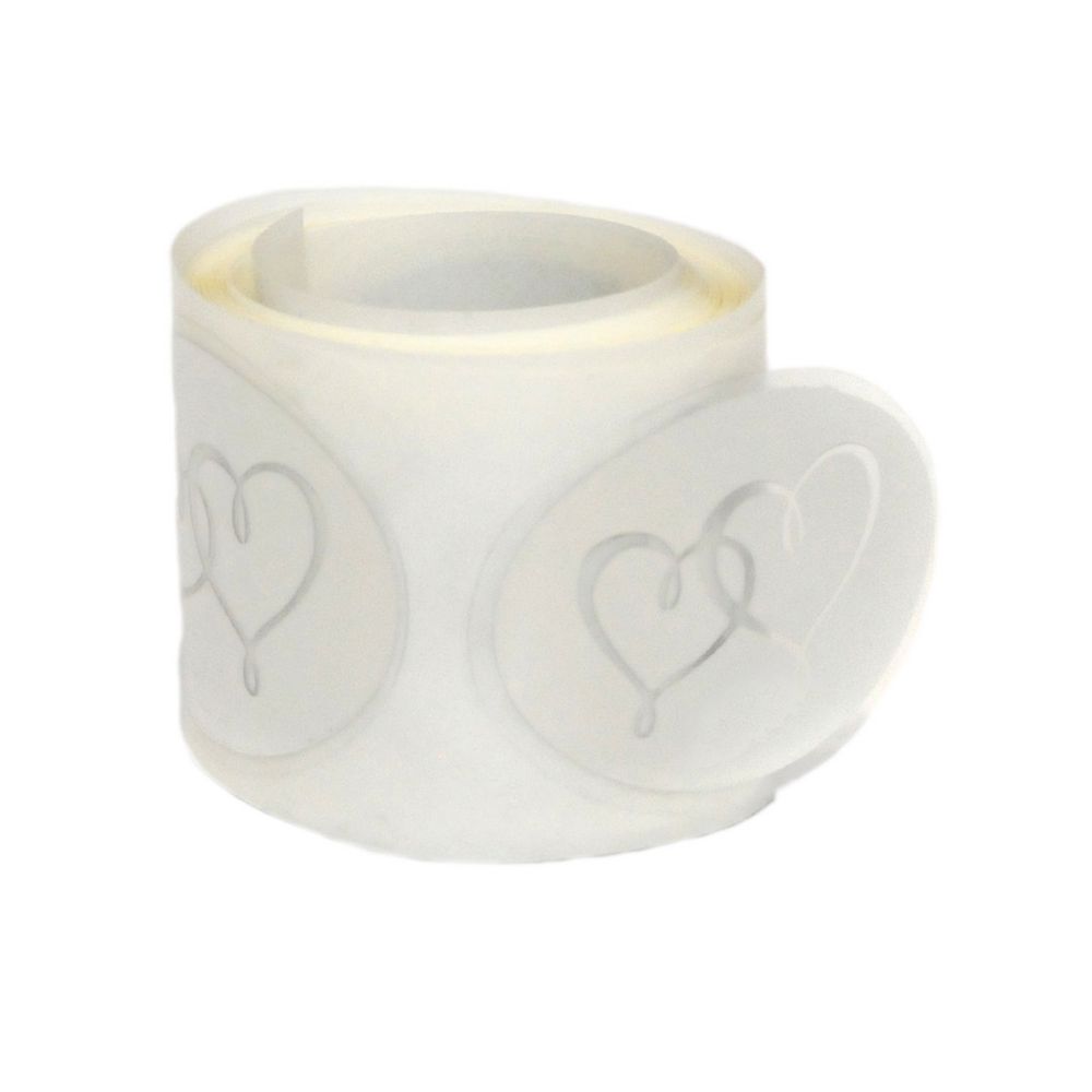 Paper Chic Twin Heart Seals Silver 50 Pack