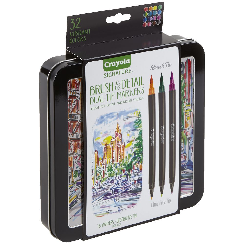 Crayola Signature Brush and Detail Markers 16 Pack Officeworks