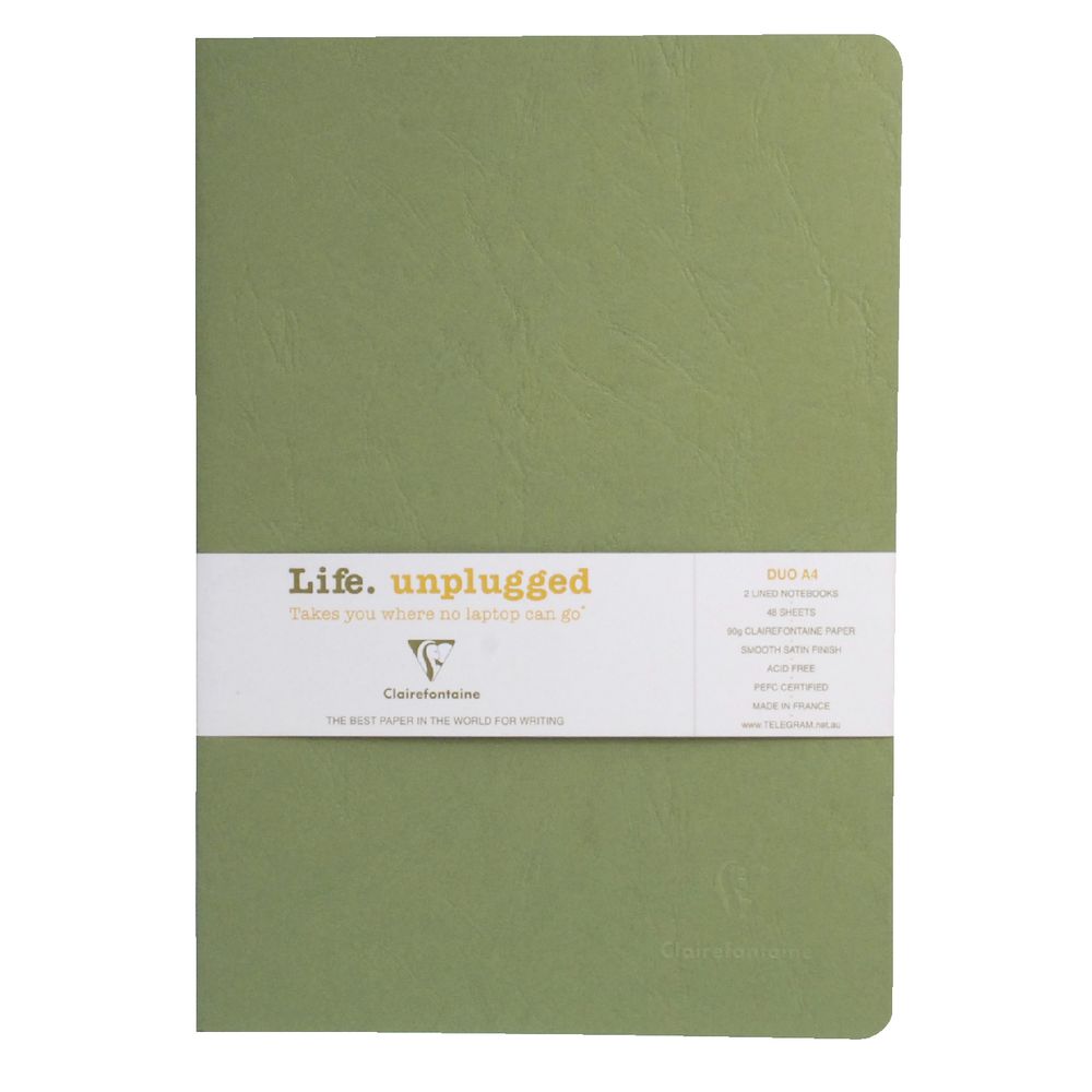Clairefontaine Essentials A4 Lined Notebook Green 2 Pack