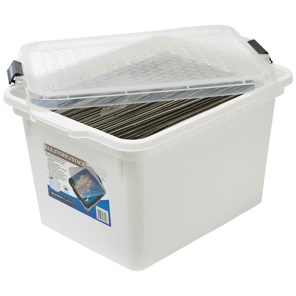 Creation Plastics 40L File Store n Stack White