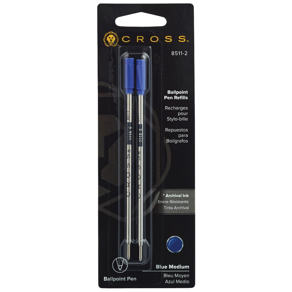 Cross Medium Ballpoint Pen Refill Blue 2 Pack