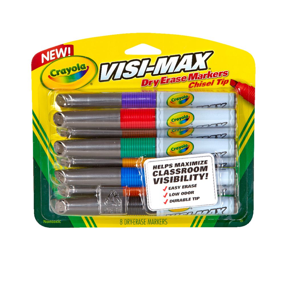 Crayola Visi-Max Dry Erase Whiteboard Markers Assorted 8 Pack