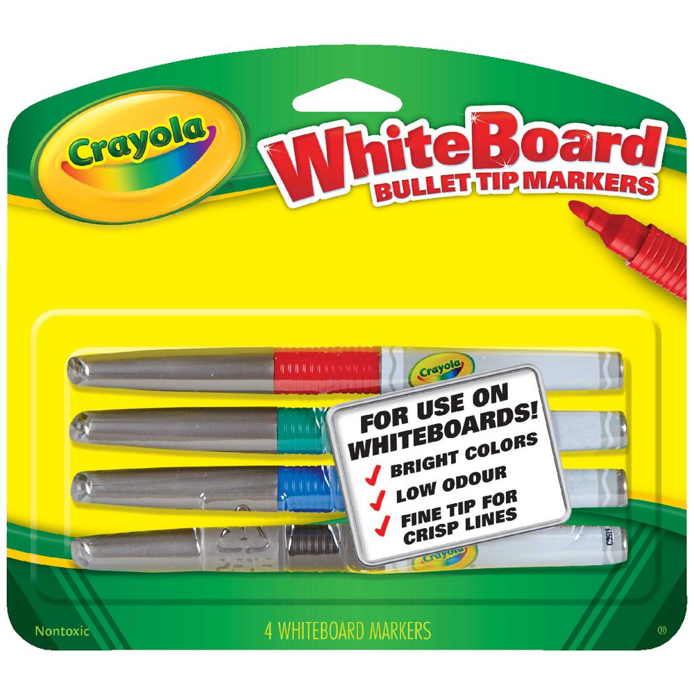 Crayola Visi-Max Whiteboard Marker Bullet Tip Assorted 4 Pack