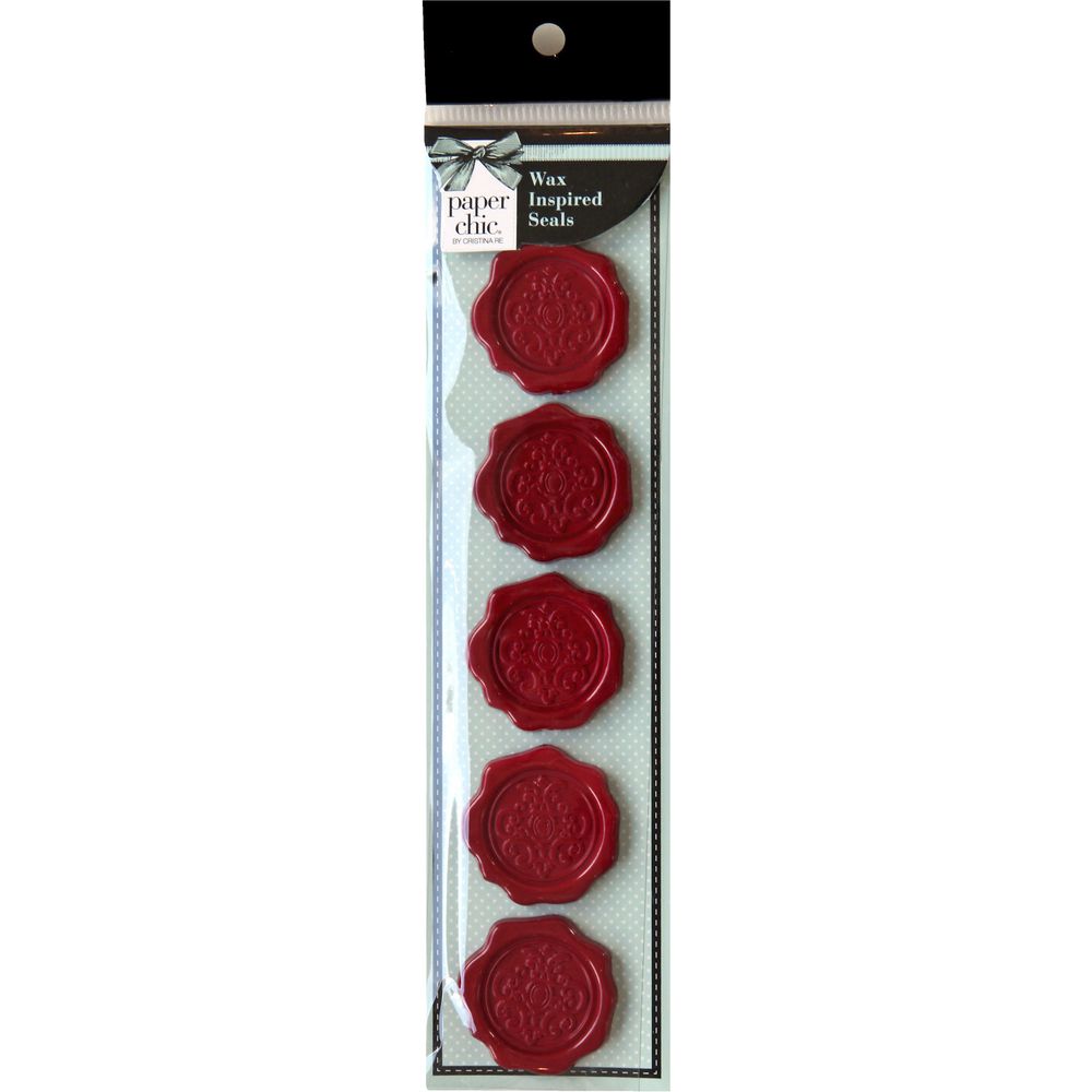 Paper Chic Adhesive Seals Scarlet Crest 5 Pack
