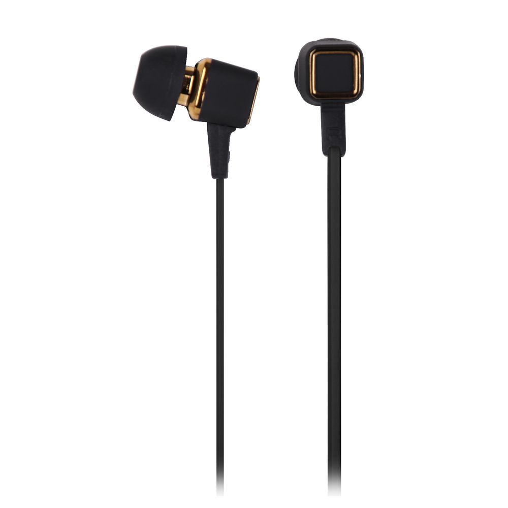 Qudo Fabric Earphones Black and Gold