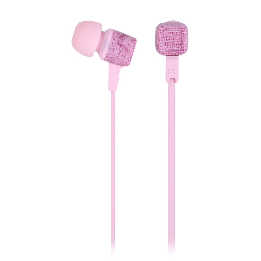 Qudo Fabric Earphones Pink