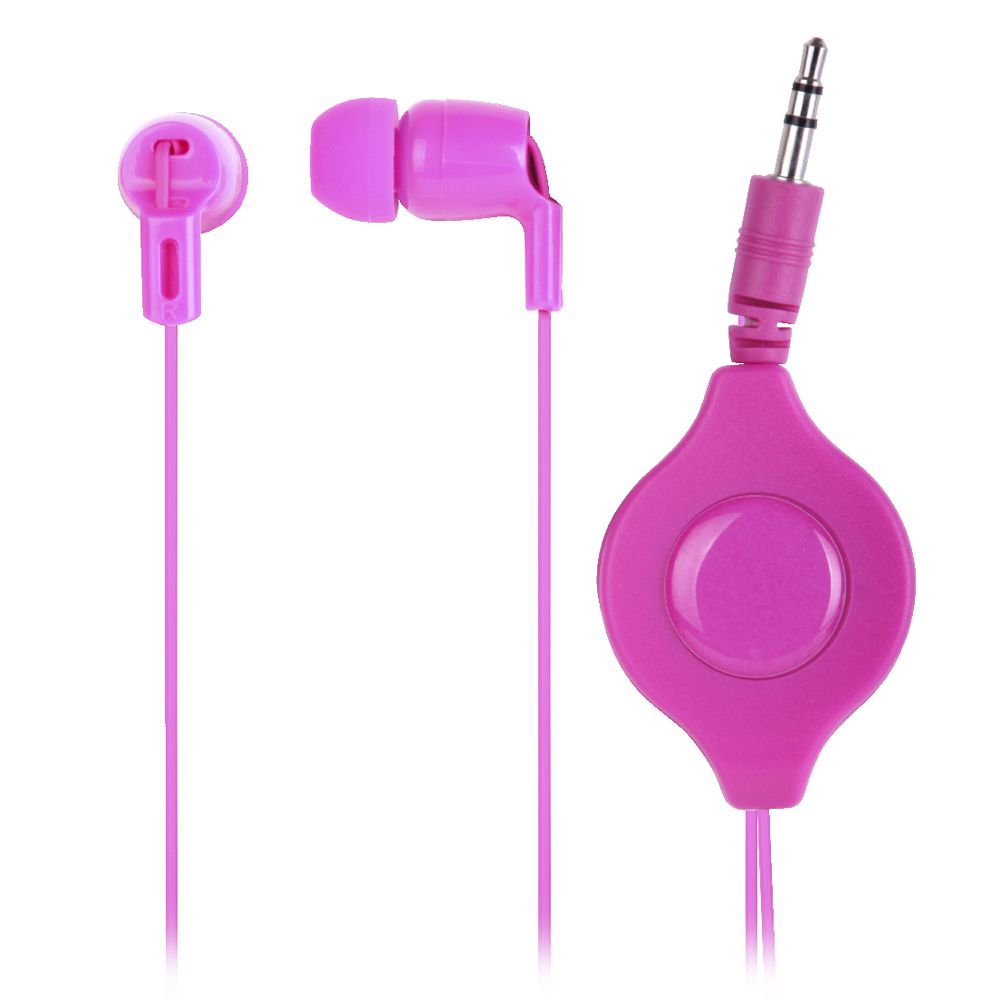 Retractable Earphones Pink