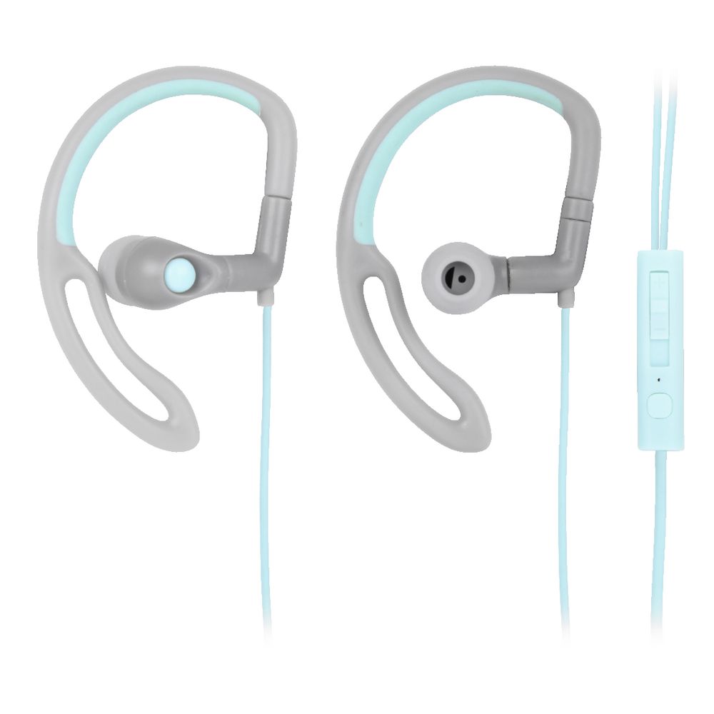 Qudo Sports Hook Earphones with Control Grey Teal