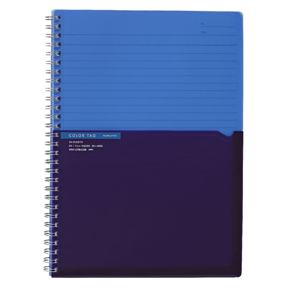 Kokuyo Color Tag B5 Twin Ring Notebook Bi-Color Blue