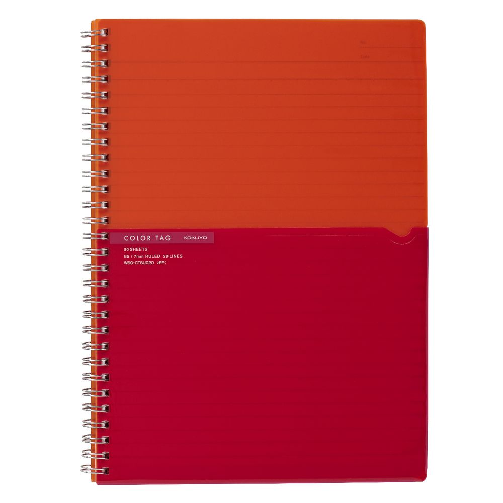 Kokuyo Color Tag B5 Twin Ring Notebook Bi-Color Orange