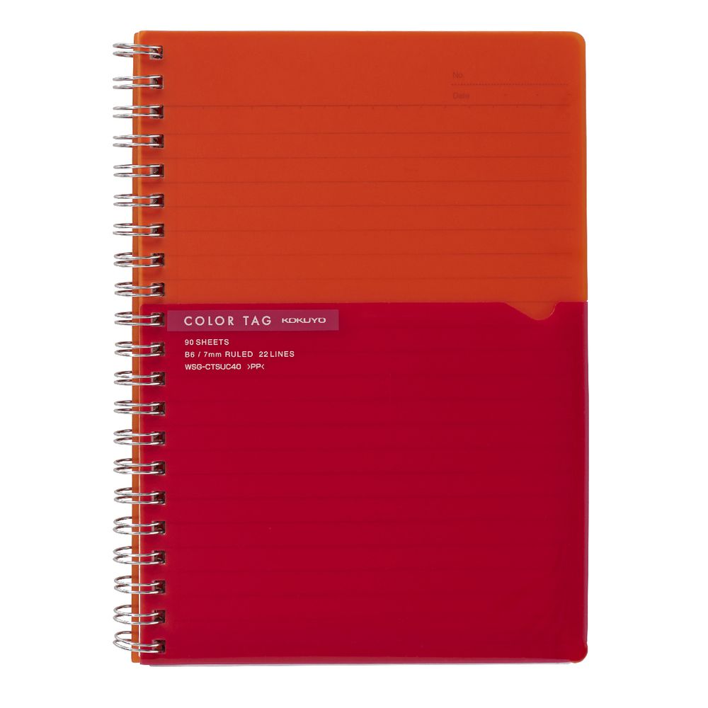 Kokuyo Color Tag B6 Twin Ring Notebook Bi-Color Orange