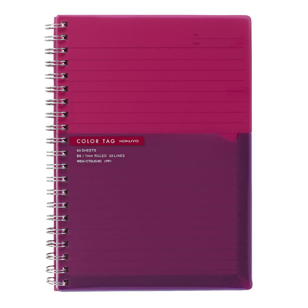 Kokuyo Color Tag B6 Twin Ring Notebook BiColor Pink Officeworks